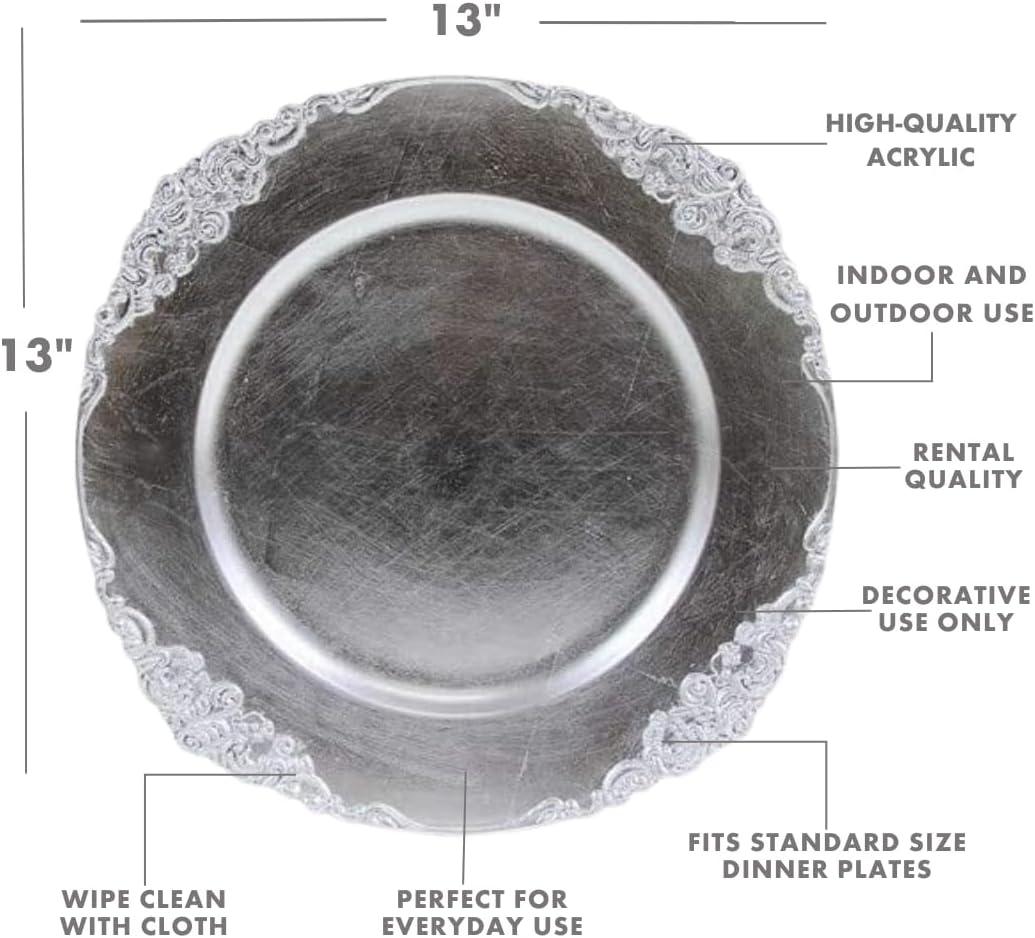 DIY Wedding Koyal Wholesale Vintage Charger Plate, White (Pack of 4)