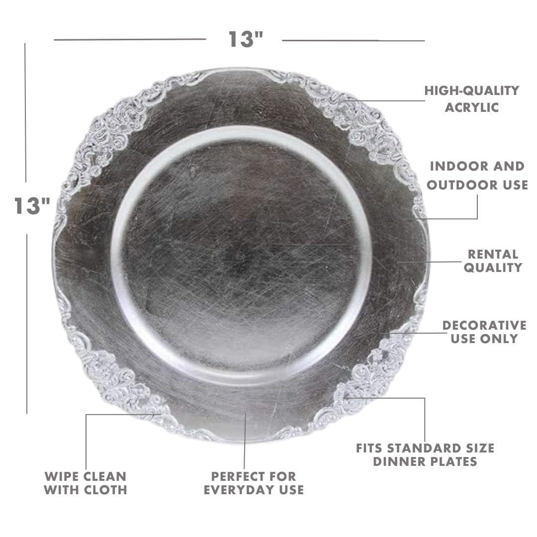 DIY Wedding Koyal Wholesale Vintage Charger Plate, White (Pack of 4)