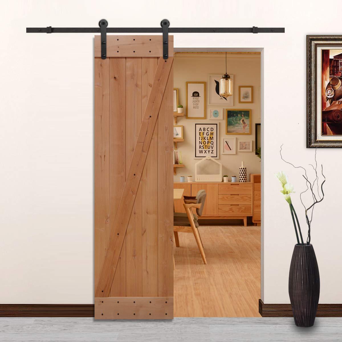 Lubann American 84'' Solid Wood Barn Doors Barn Door