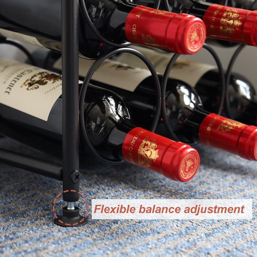 Fancial 23 Bottles of high-Capacity Metal red Wine Rack, Sturdy, Durable, Beautiful, and Generous. Detachable and Adjustable Foot Pads