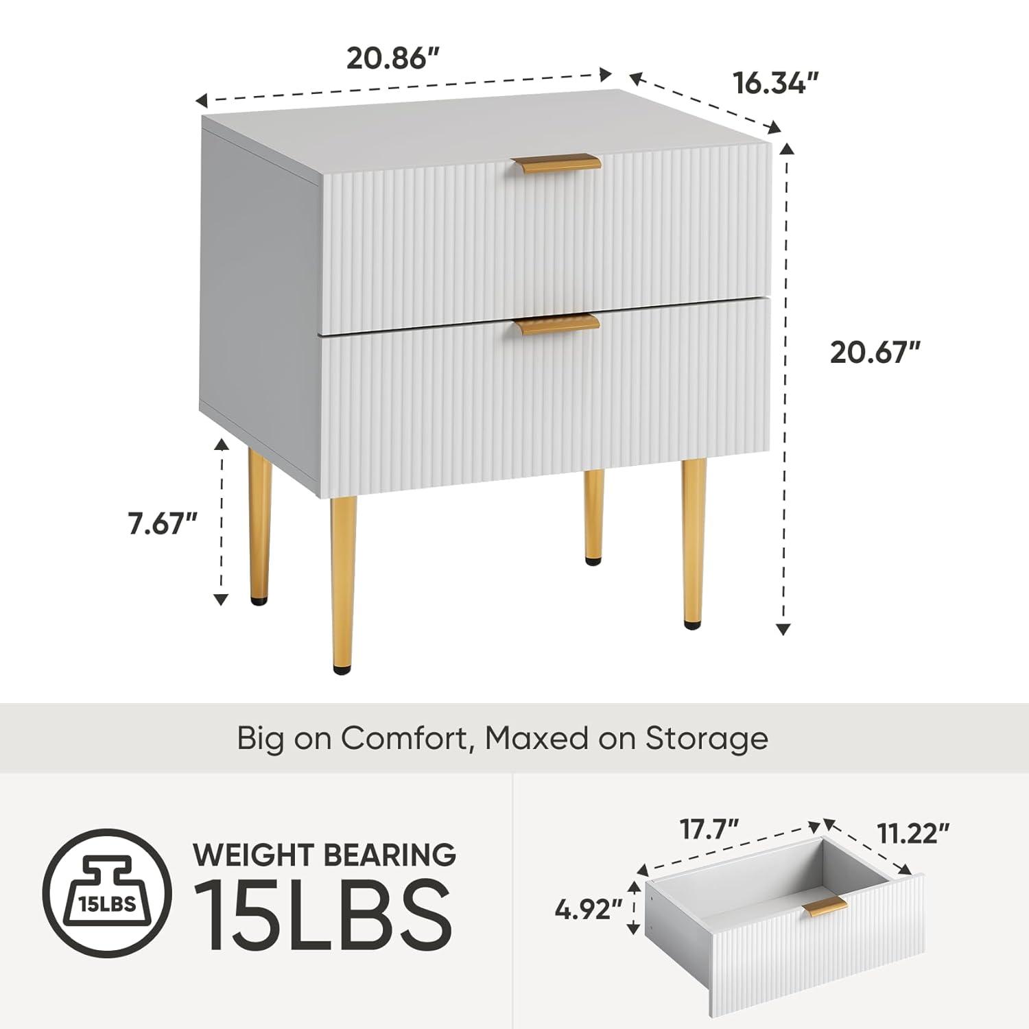 Mercer41 Rishaw Fluted Nightstand With 2 Drawers (Set of 2)