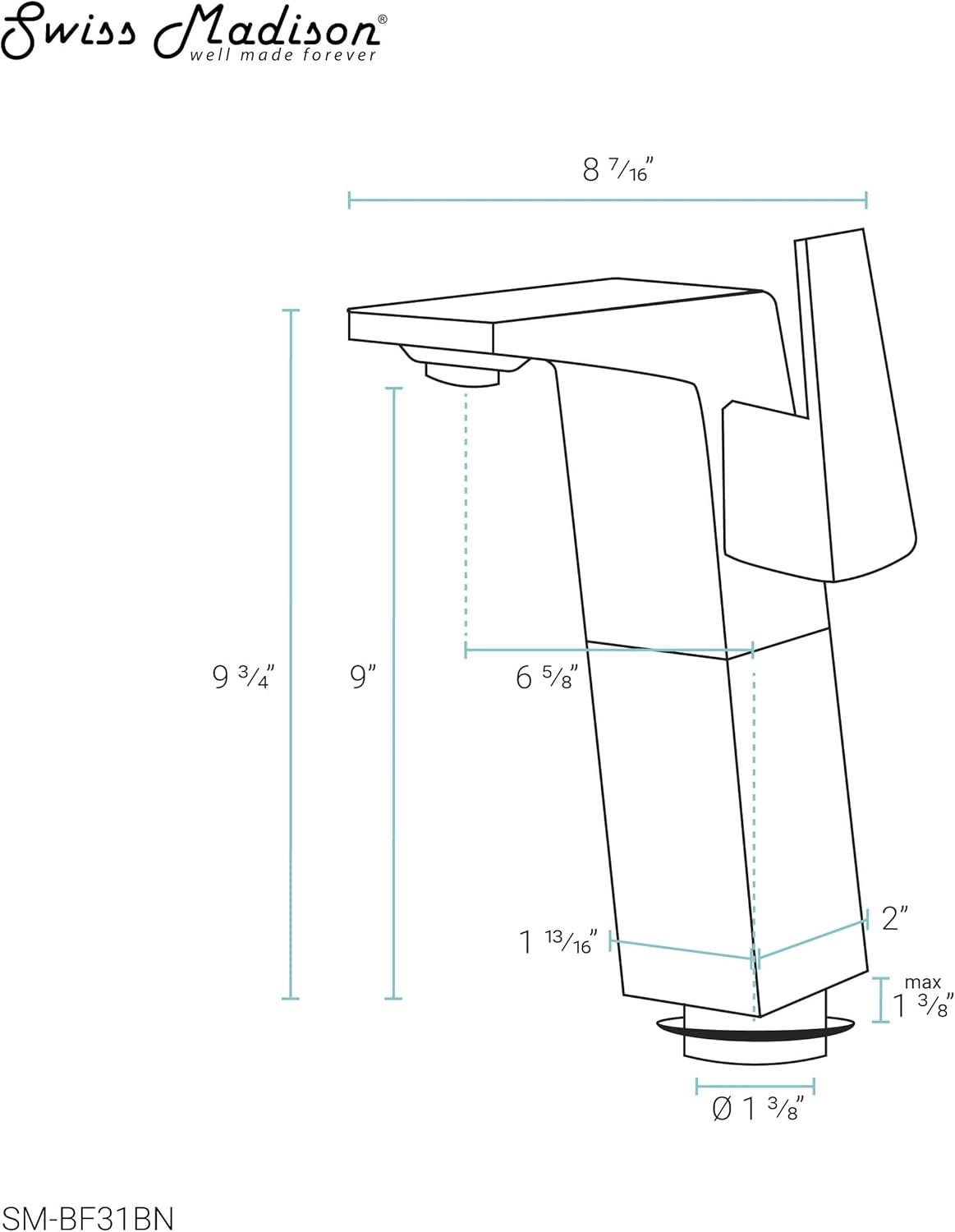 Carré Brushed Nickel Single-Handle High Arc Bathroom Faucet