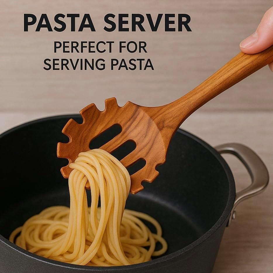 Zulay 9-Piece Teak Wooden Utensils For Cooking, Smooth Finish Kitchen Utensils Set with Gift Box