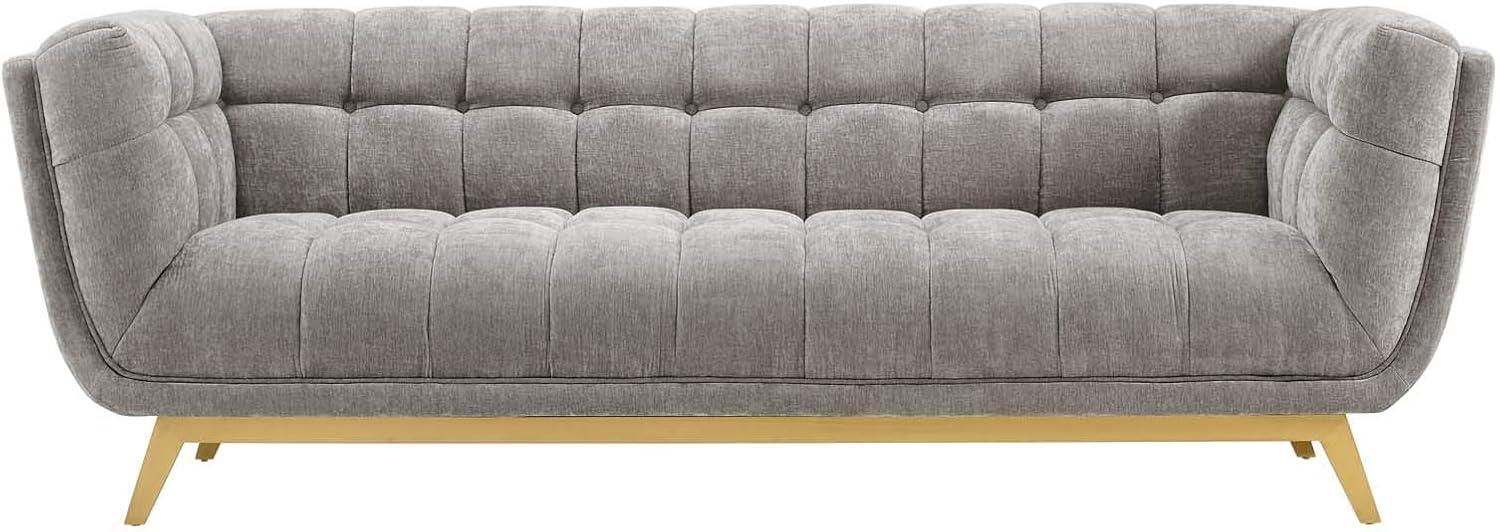 Modway Bestow Crushed Performance Velvet Sofa in Light Gray & Gold