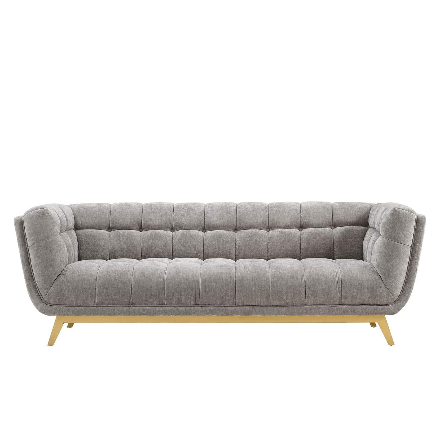 Modway Bestow Crushed Performance Velvet Sofa in Light Gray