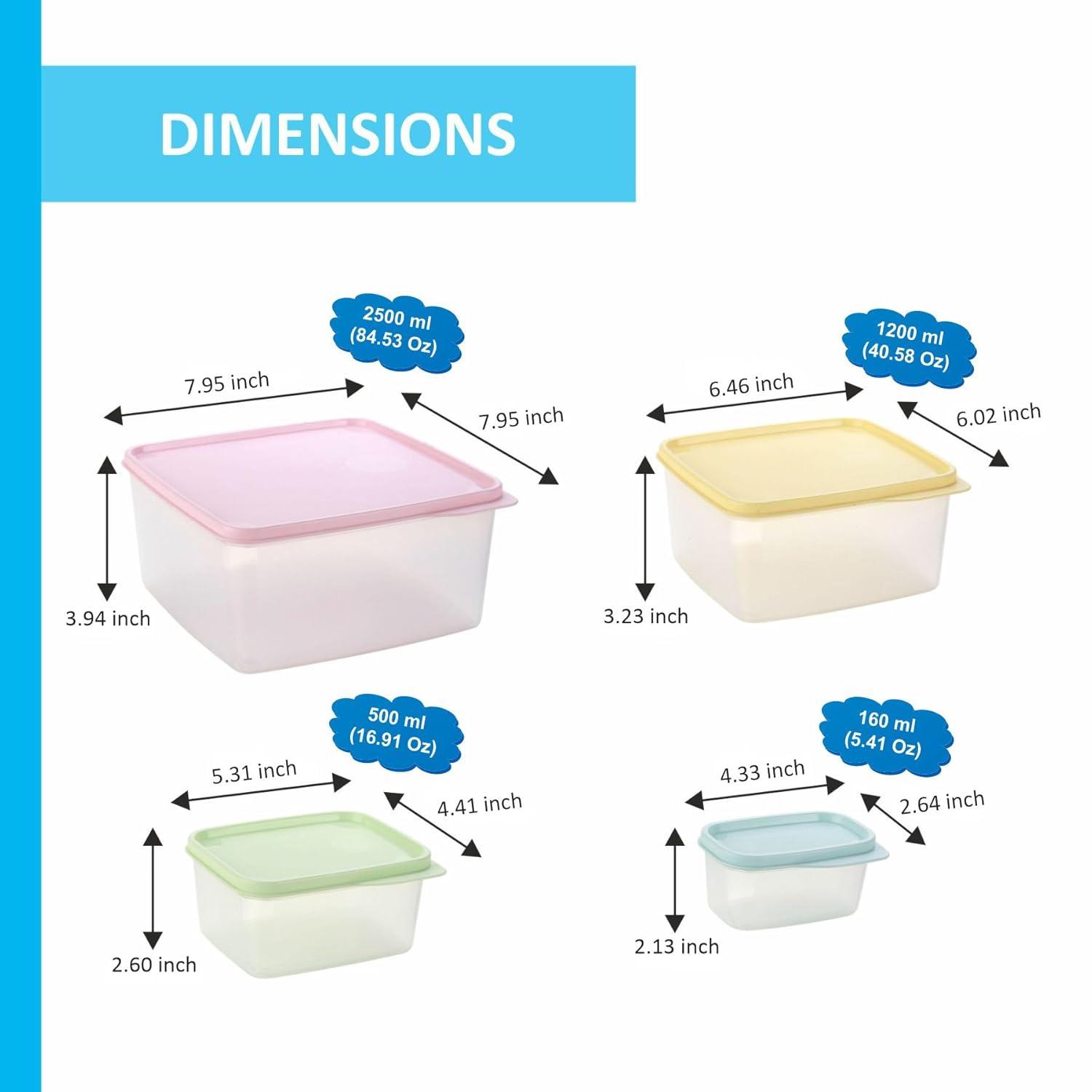 Food Storage Containers with Lids Set of 4 - 5oz, 16oz, 27oz, 84oz Leakproof Airtight Food Storage Containers – Non-BPA Transparent Plastic Containers for Food – Space Saving Nesting Design