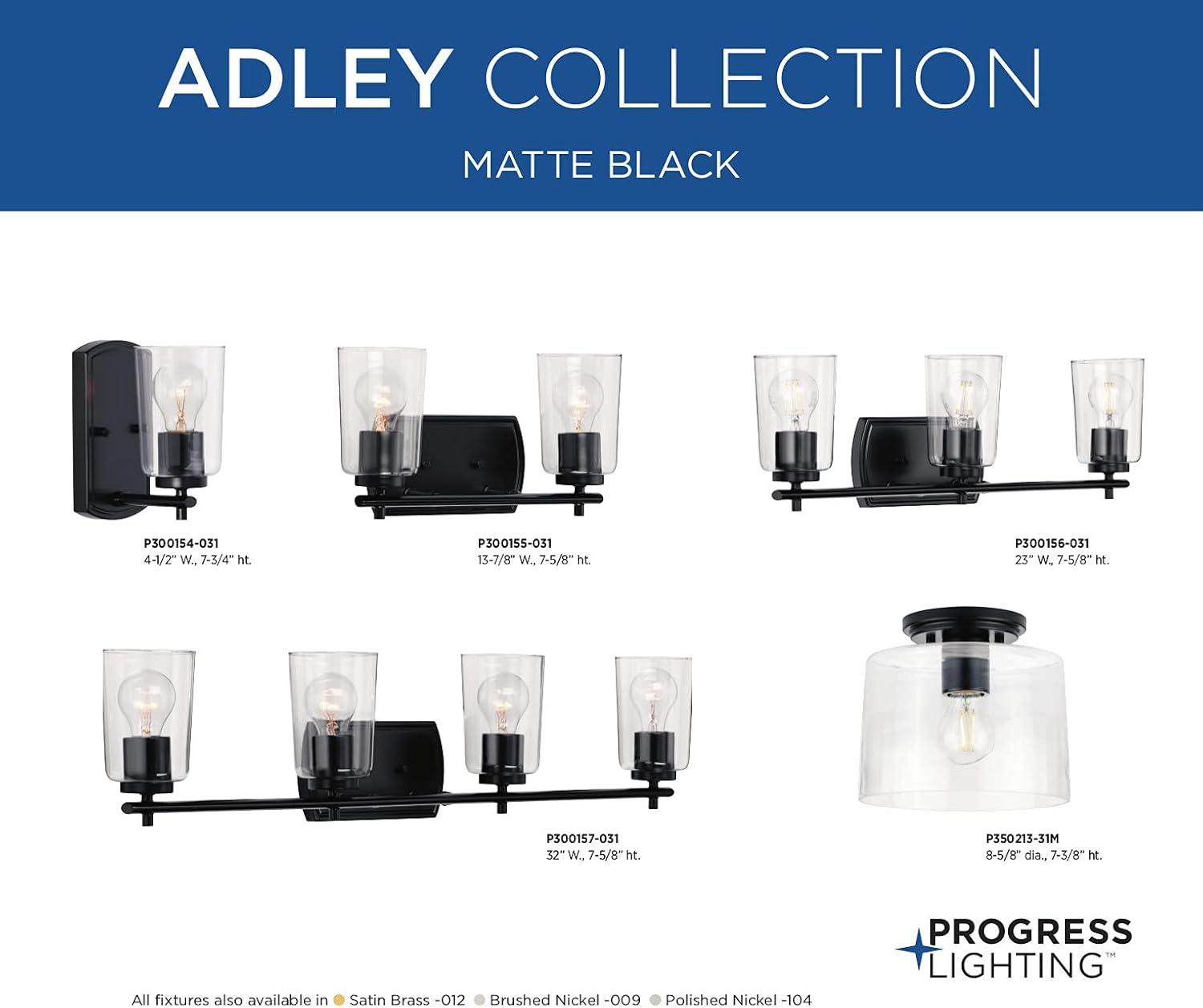 Progress Lighting Adley 4-Light Bath Vanity in Black with Clear Glass Shades