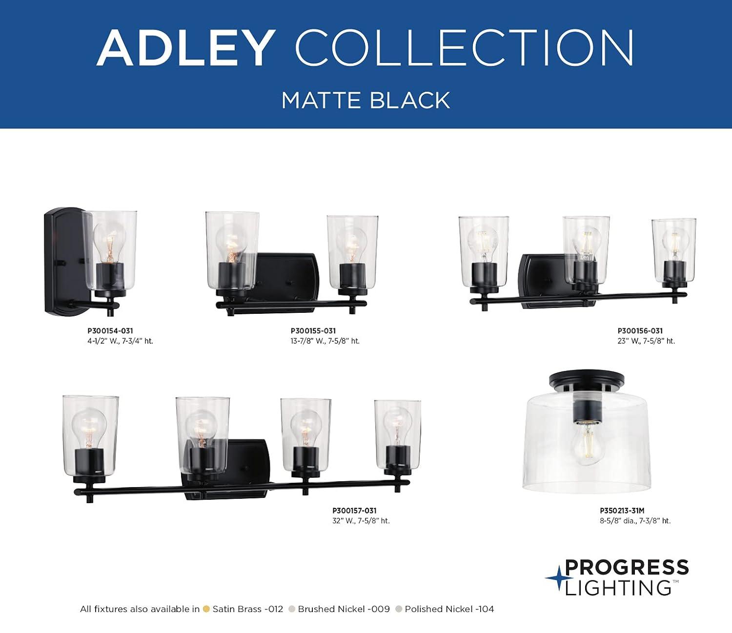 Progress Lighting Adley 4-Light Bath Vanity in Black with Clear Glass Shades