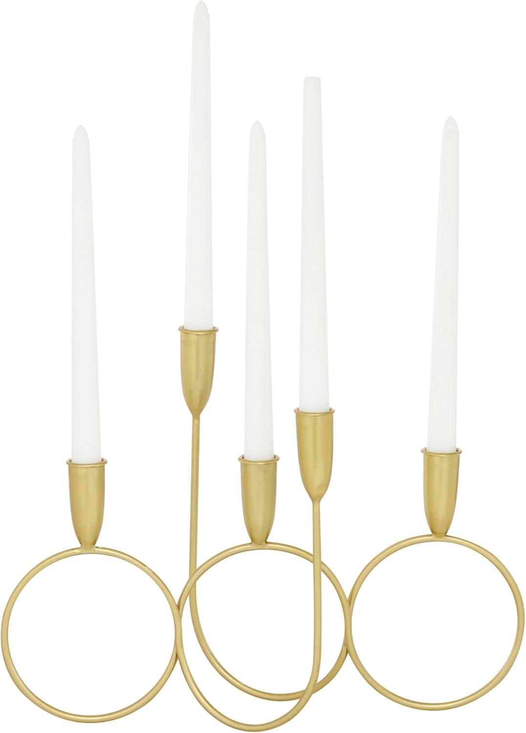 Gold Metal 5-Holder Modern Candelabra