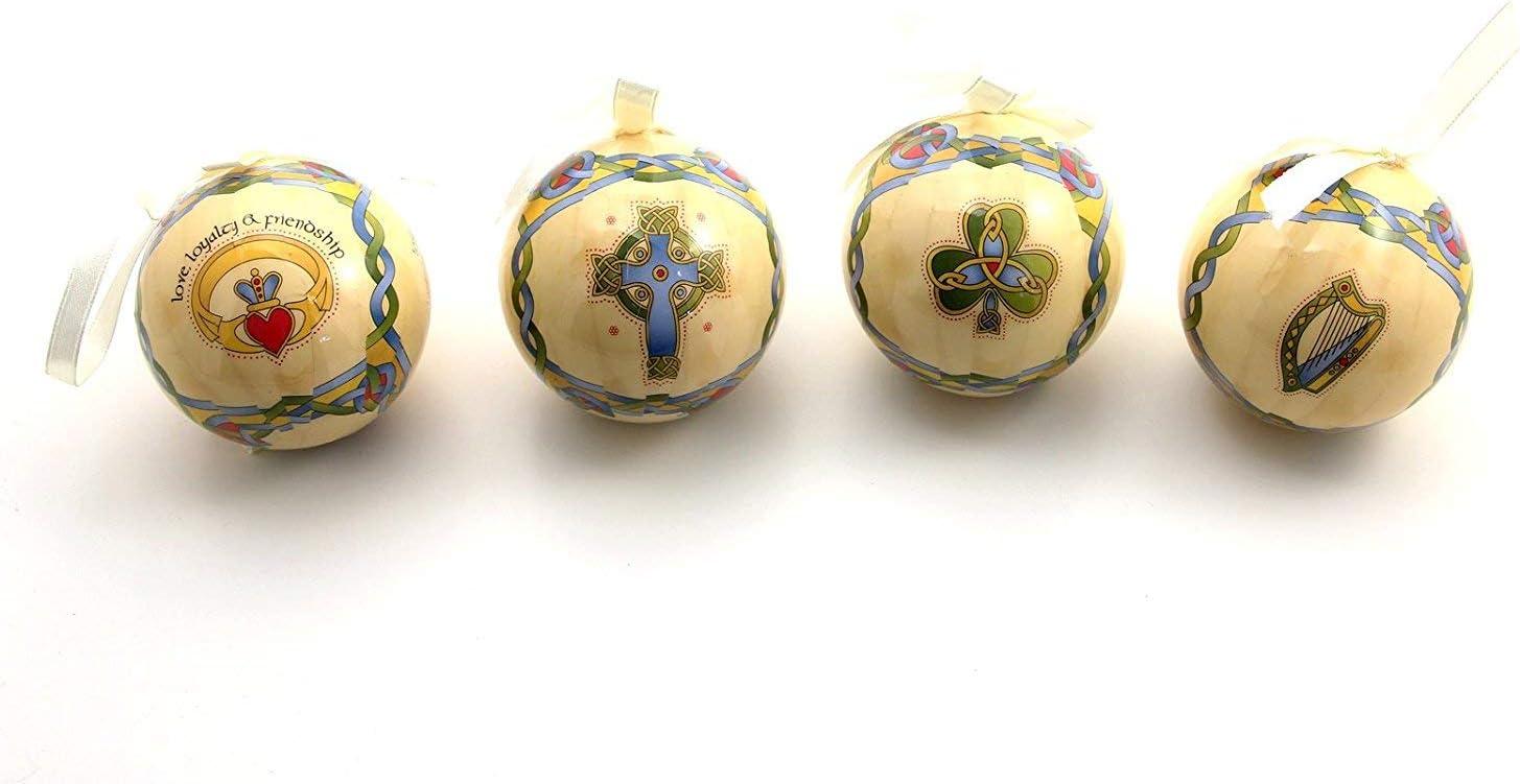 Irish Christmas Baubles 2 Boxed Set of 4 Hanging Ornaments by Royal Tara