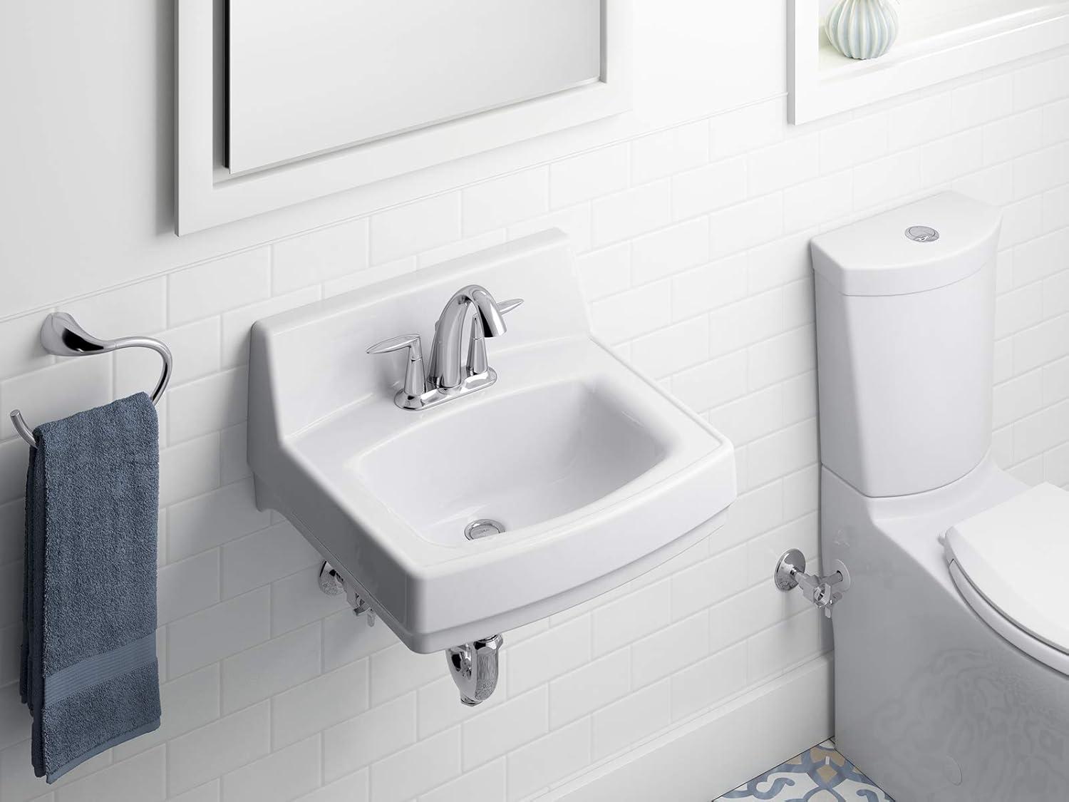 Greenwich Vitreous China Rectangular Wall Mount Bathroom Sink with Overflow