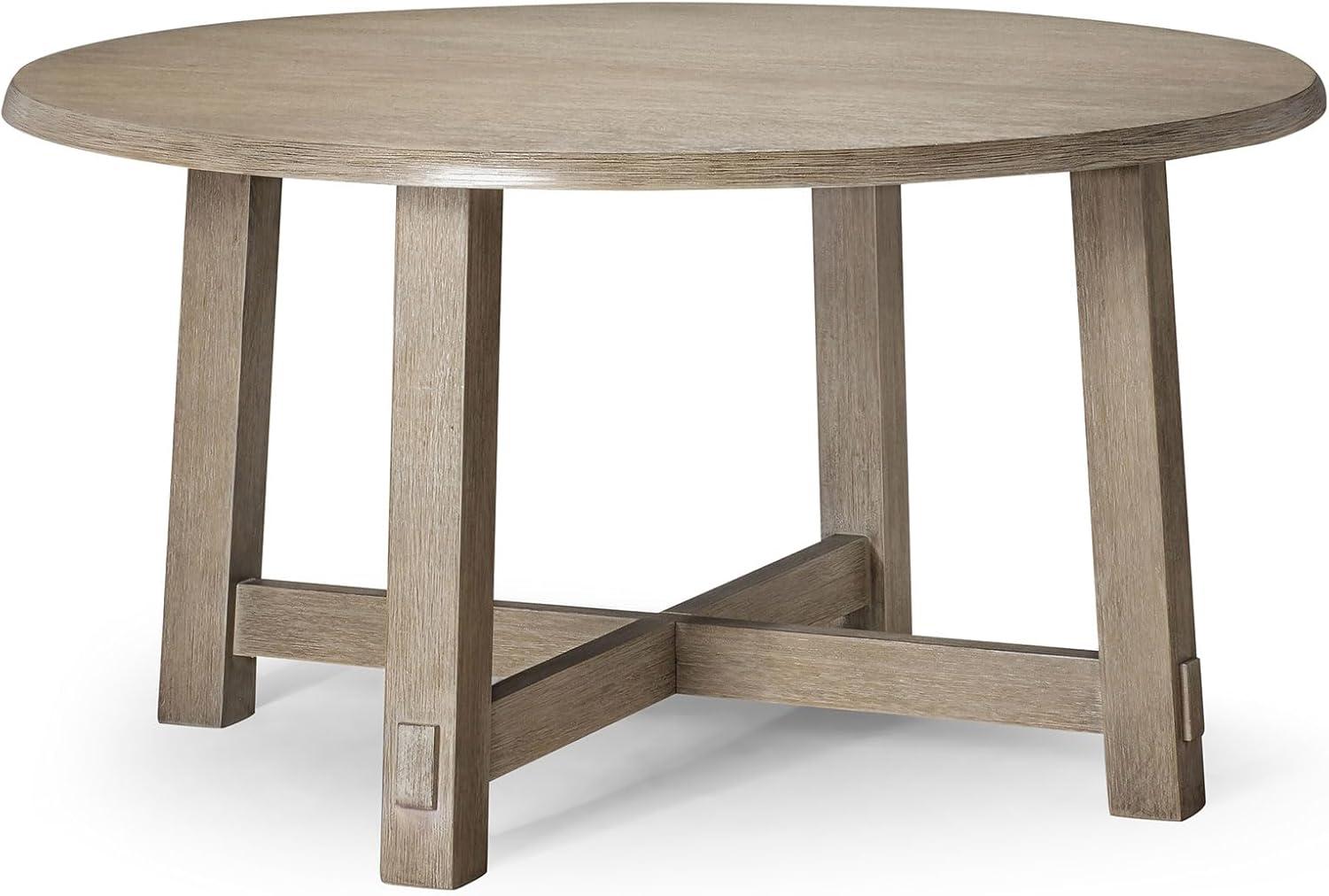 Maven Lane Sasha Round Wooden Dining Table in Weathered Grey Finish