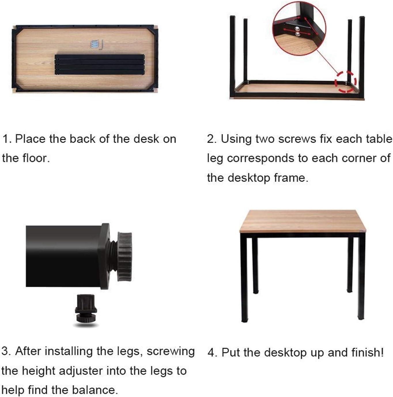 Teak and Black Rectangular Computer Desk with Drawer