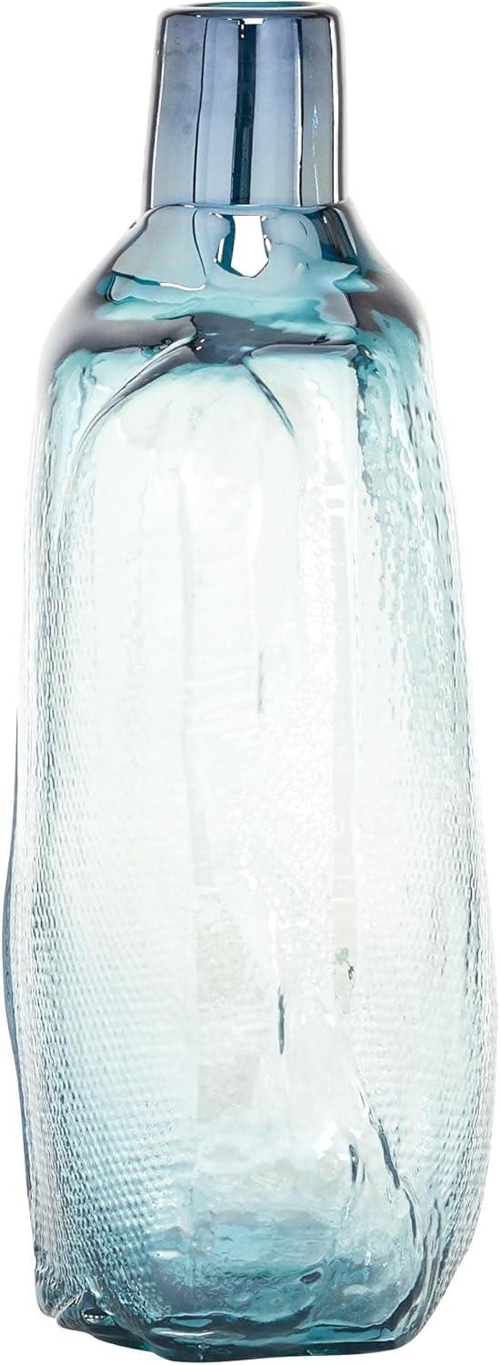 DecMode 16" Blown Blue Glass Vase