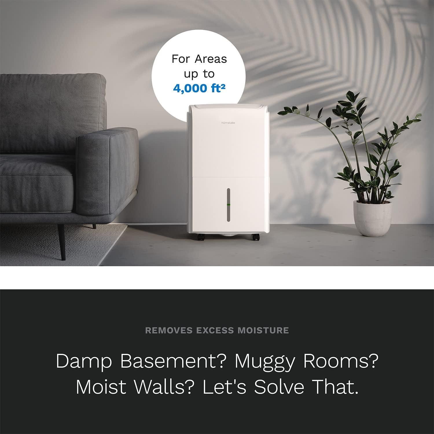 hOmeLabs hOmeLabs 4,000 Sq. Ft Energy Star Dehumidifier with Pump – Ideal for Bedrooms and Laundry Rooms