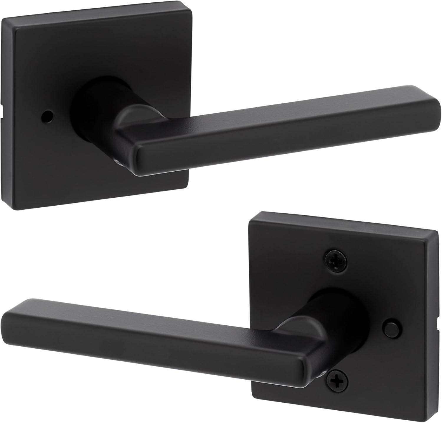 Matte Black Metal Privacy Door Lever Handle