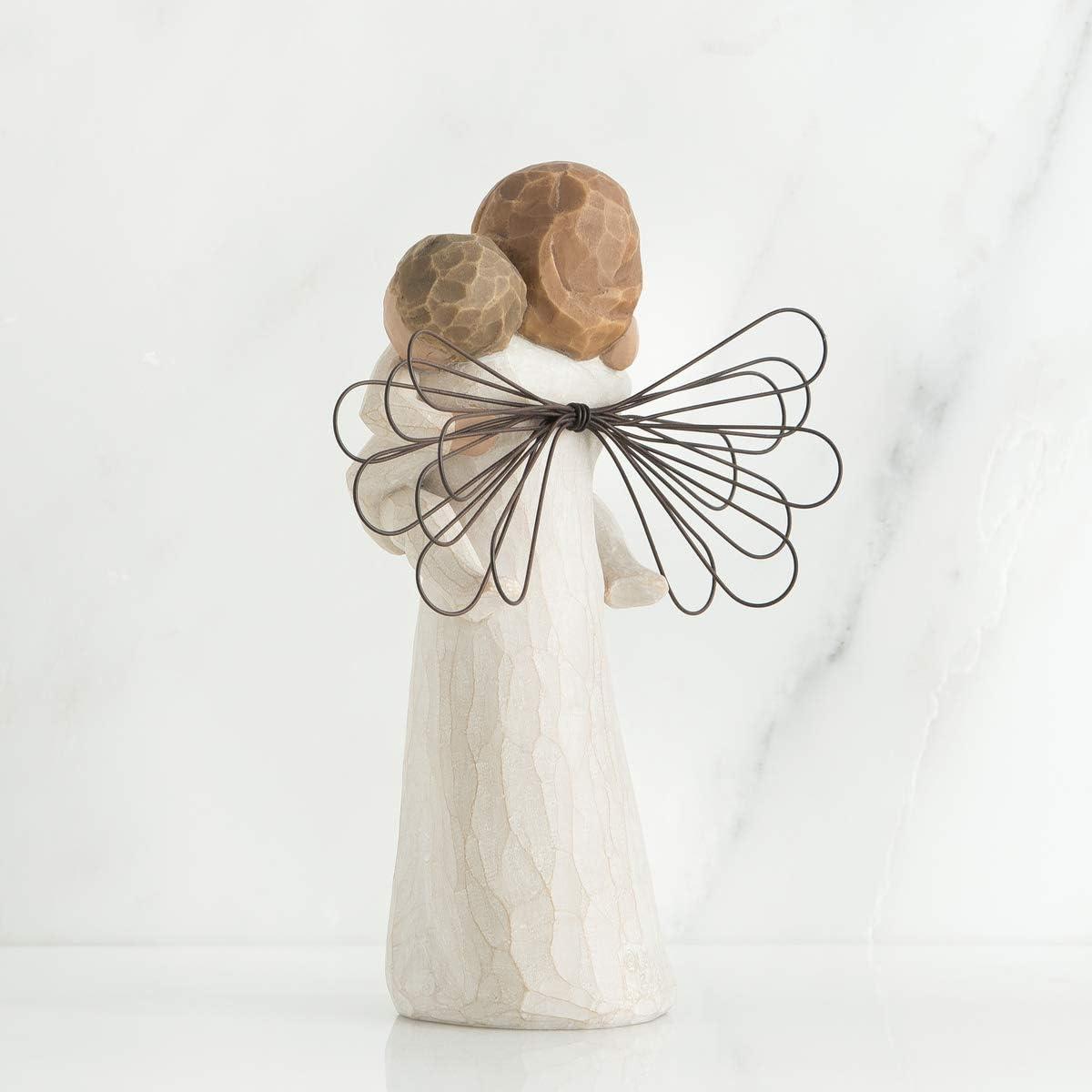 Hand-Painted Cream Resin Angel Figurine with Wire Wings