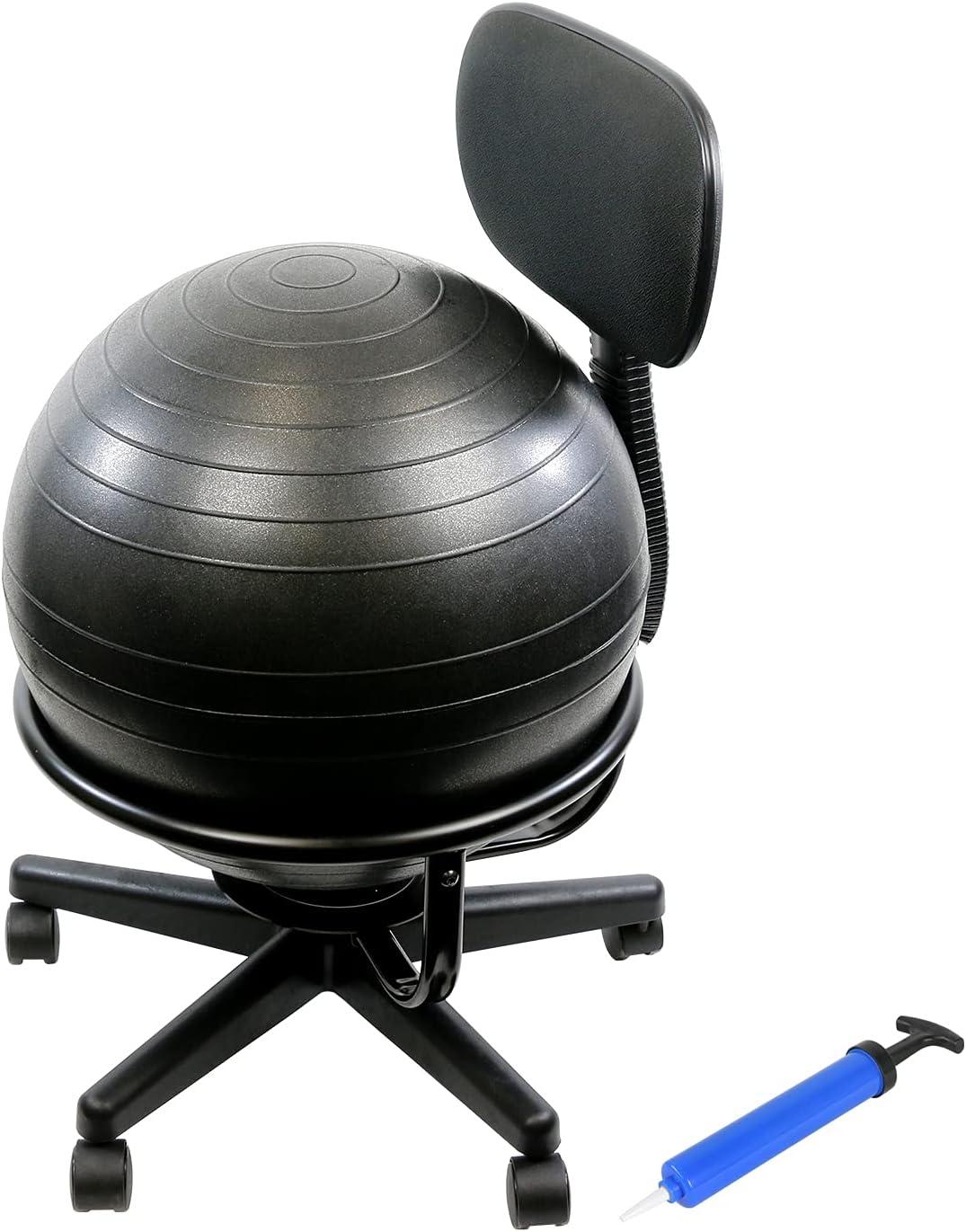 Black Ergonomic Swivel Armless Metal Ball Chair