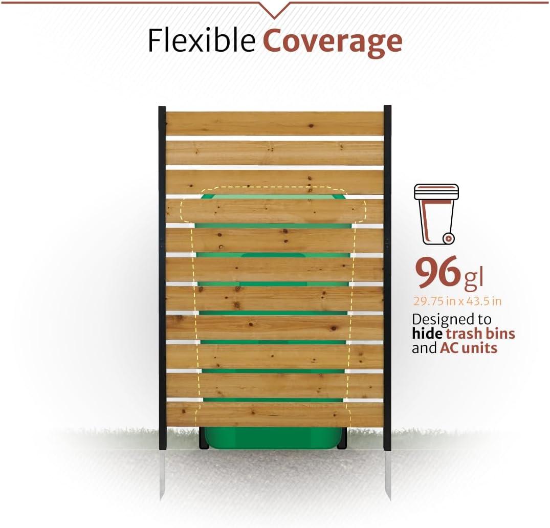 Enclo 5ft H x 3.2ft W (1 Panel) No Dig Enclo Concord Cedar Wood Privacy Screen, Great to Hide Trash Cans, Decorative Patio Privacy Screen, Outdoor Privacy Fence Panel, Air Conditioner Fence, EC18022