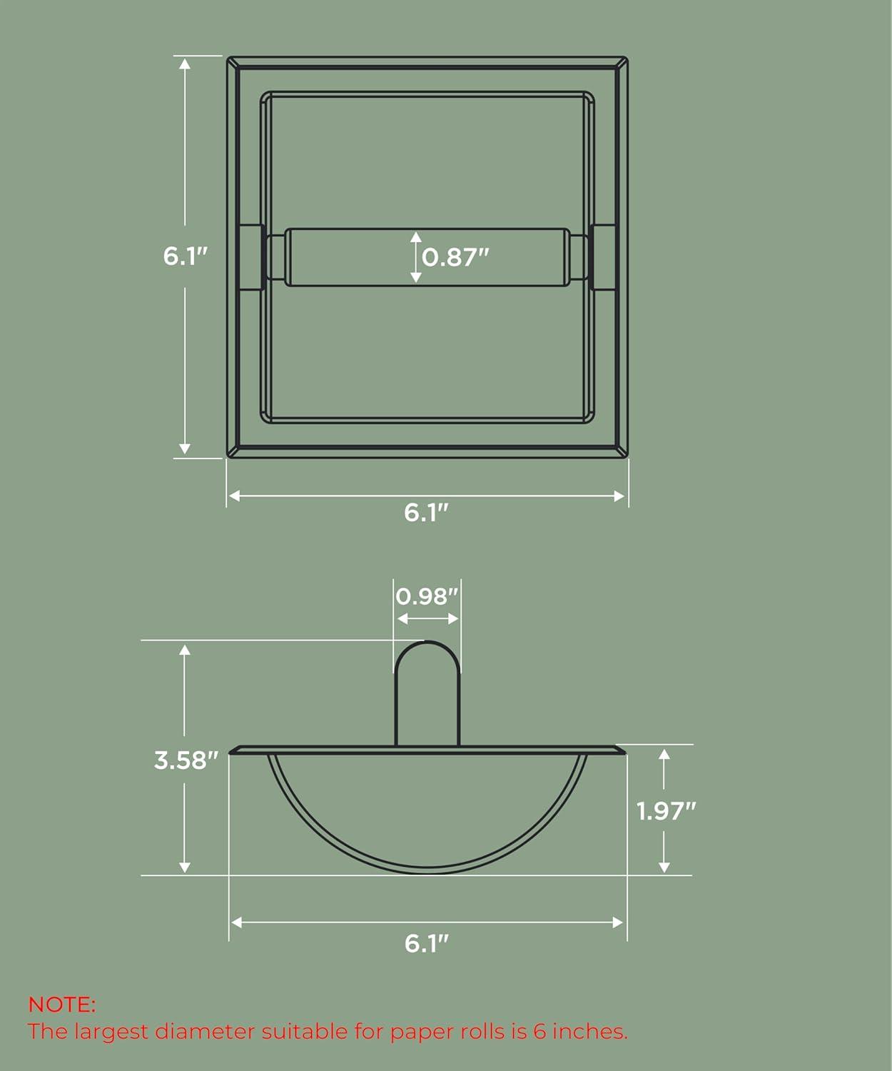 FORIOUS Recessed Toilet Paper Holder, Stainless Steel Durable Tissue Roll Holder Wall Mount for Bathroom Space Saving Design with Mounting Bracket, in Wall Toilet Paper Dispenser Insert, Matte Black