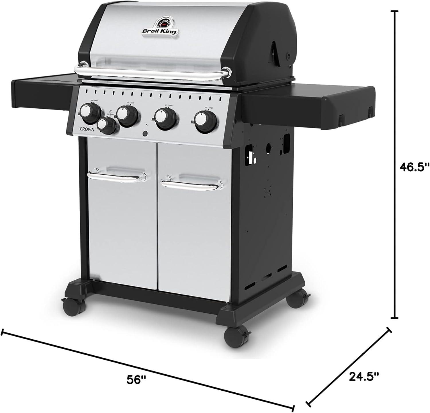 Broil King Stainless Steel 4-Burner Propane Gas Grill with Side Burner