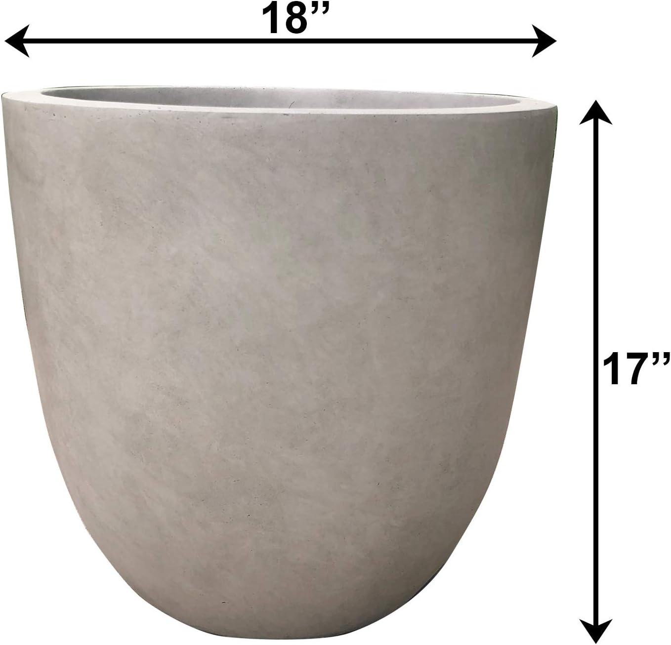 Modern Weathered Concrete Round Planter, 18"x18"x17"