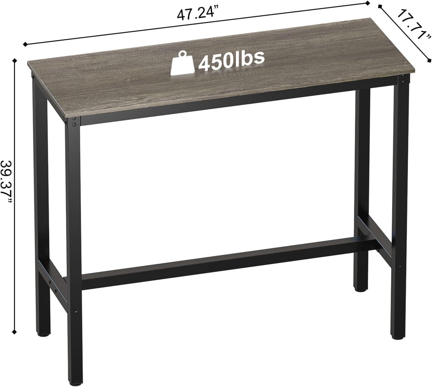 Black Oak Rectangular Bar Height Table with Metal Frame