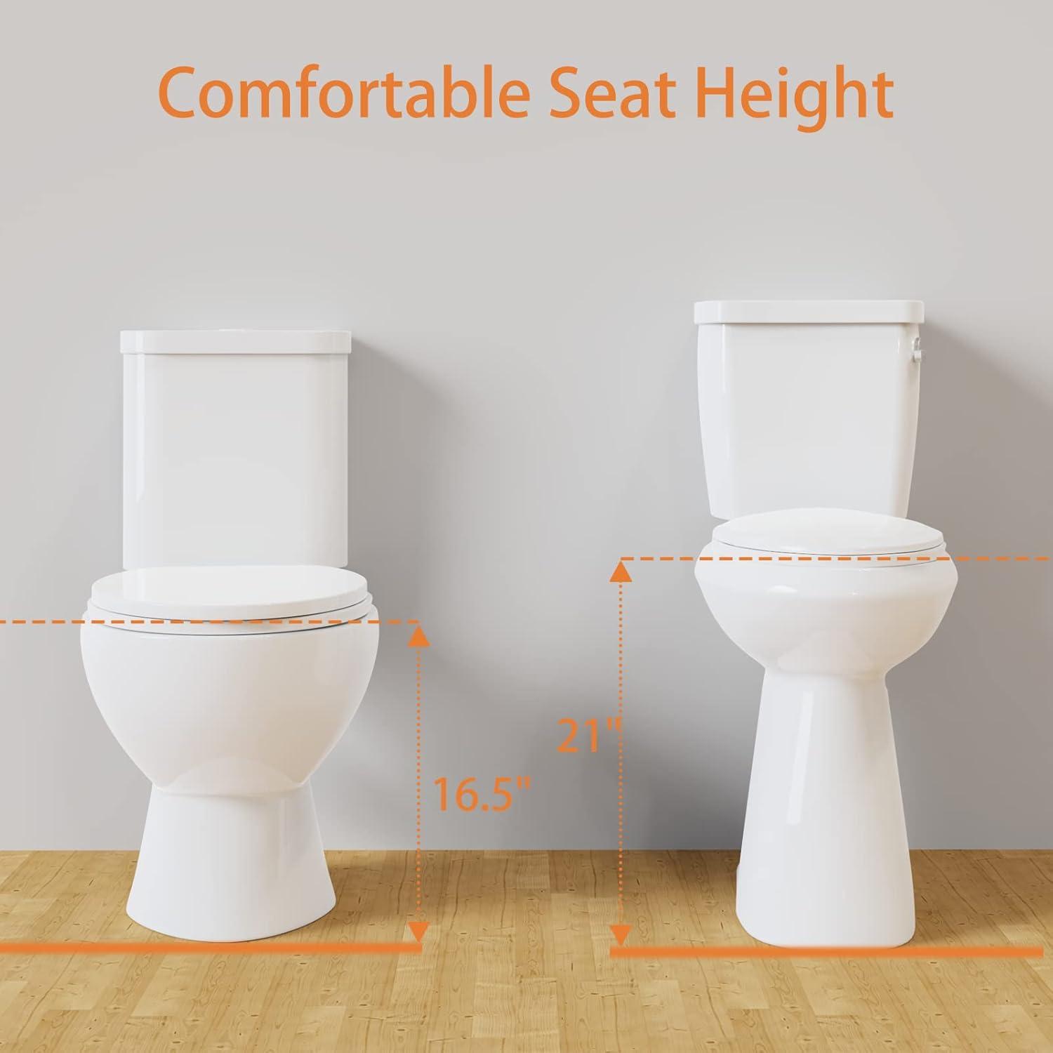 21-Inch White Ceramic Extra Tall Two-Piece Toilet