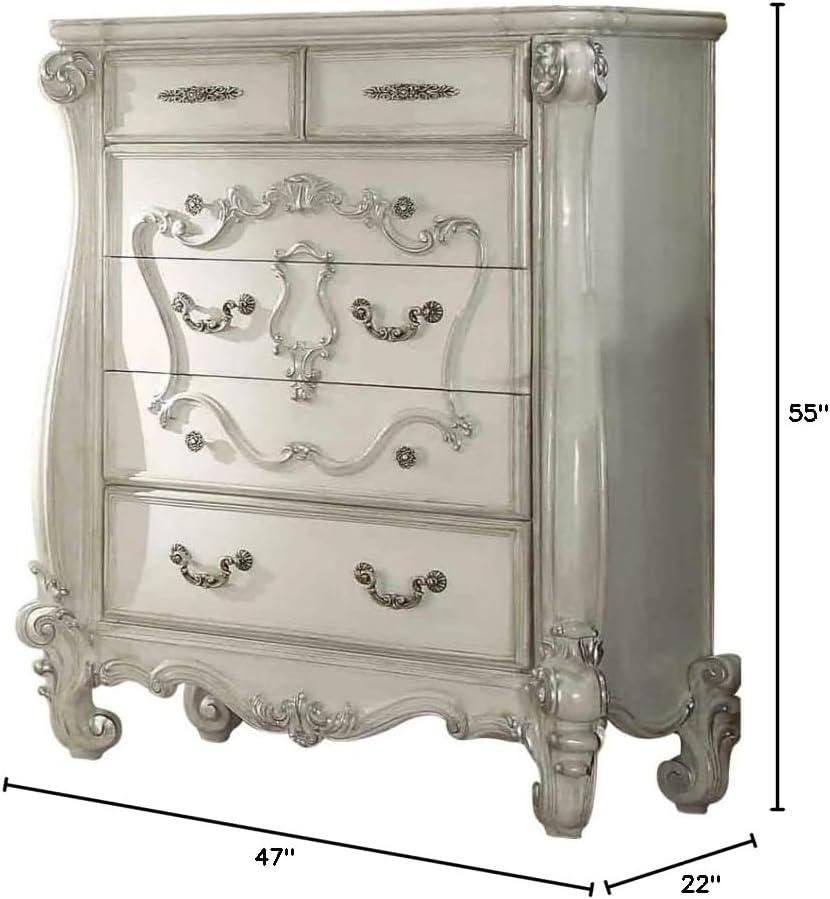 47" Versailles Bedroom Sets Bone White - Acme Furniture: Royal Style, 5-Drawer Storage