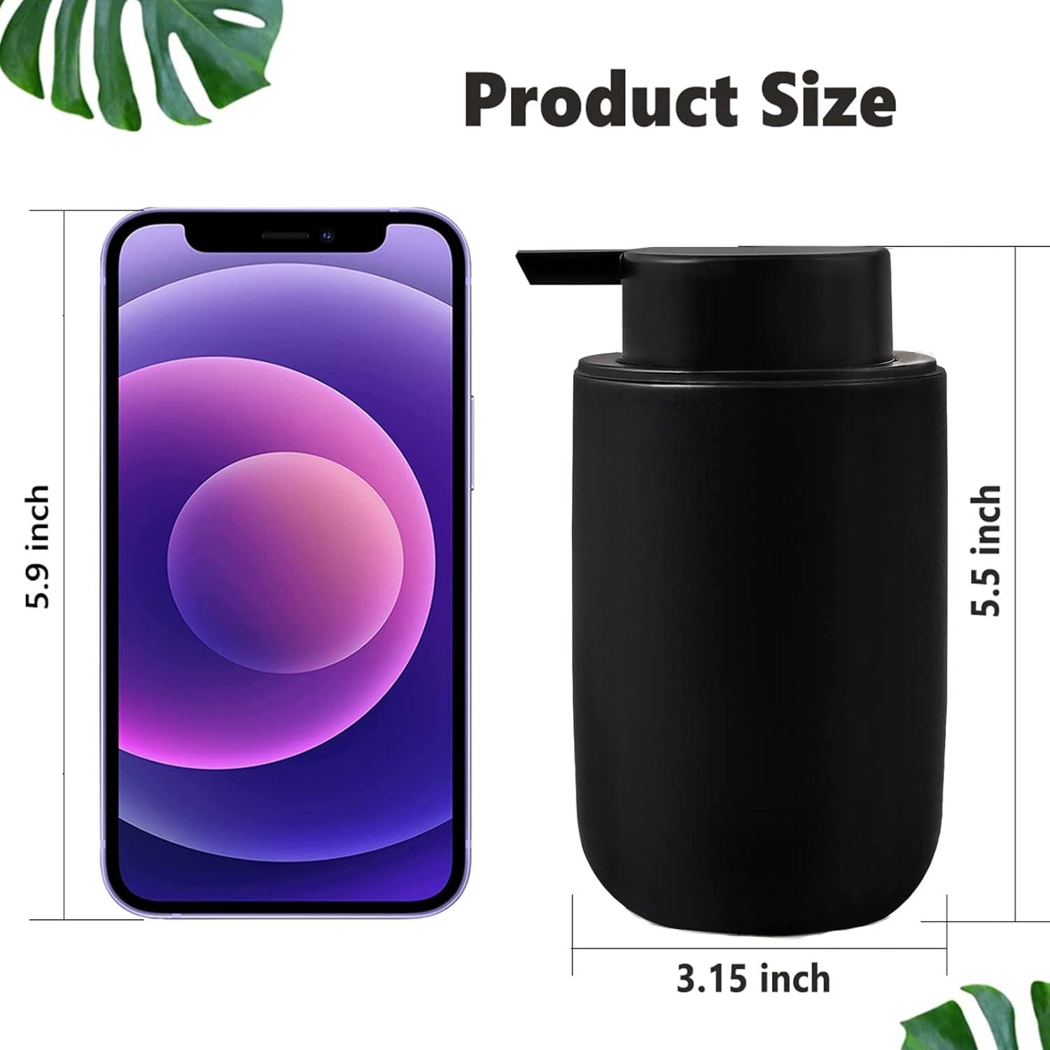 Matte Black Ceramic Cylindrical Soap Dispenser