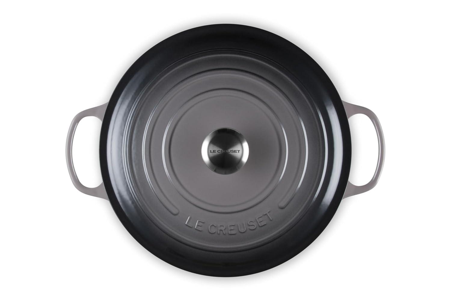 Oyster Gray Enameled Cast Iron Wide Dutch Oven, 6.75 Qt.