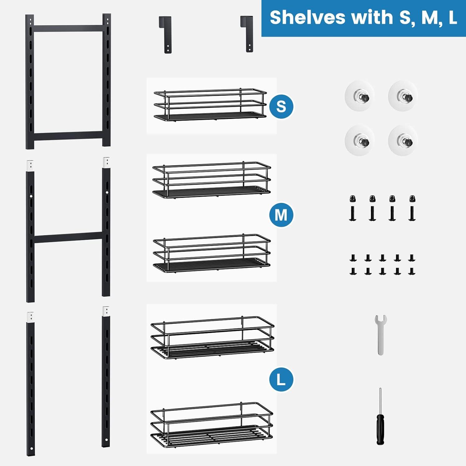 Adjustable Black Metal 5-Tier Over Door Pantry Organizer