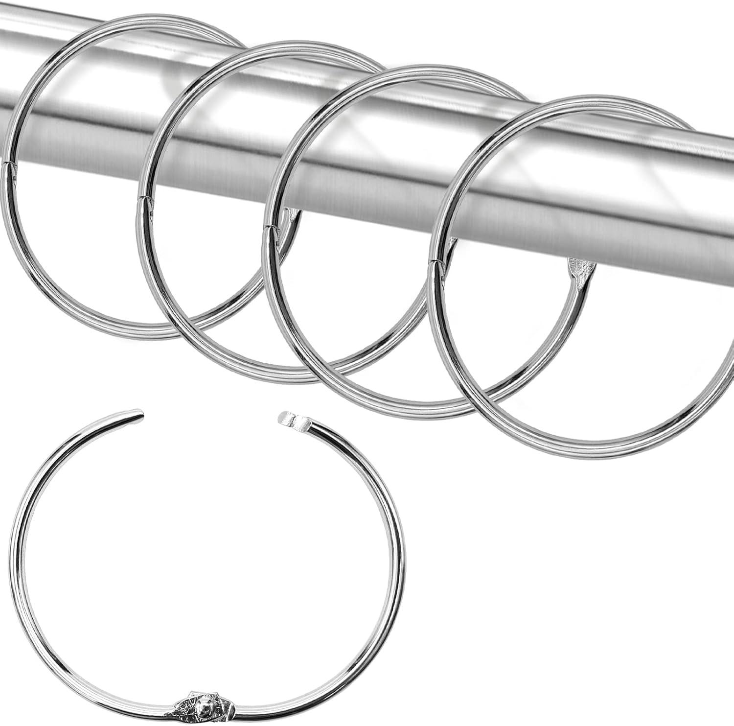 Silver Metal Rustproof Shower Curtain Rings Set of 24