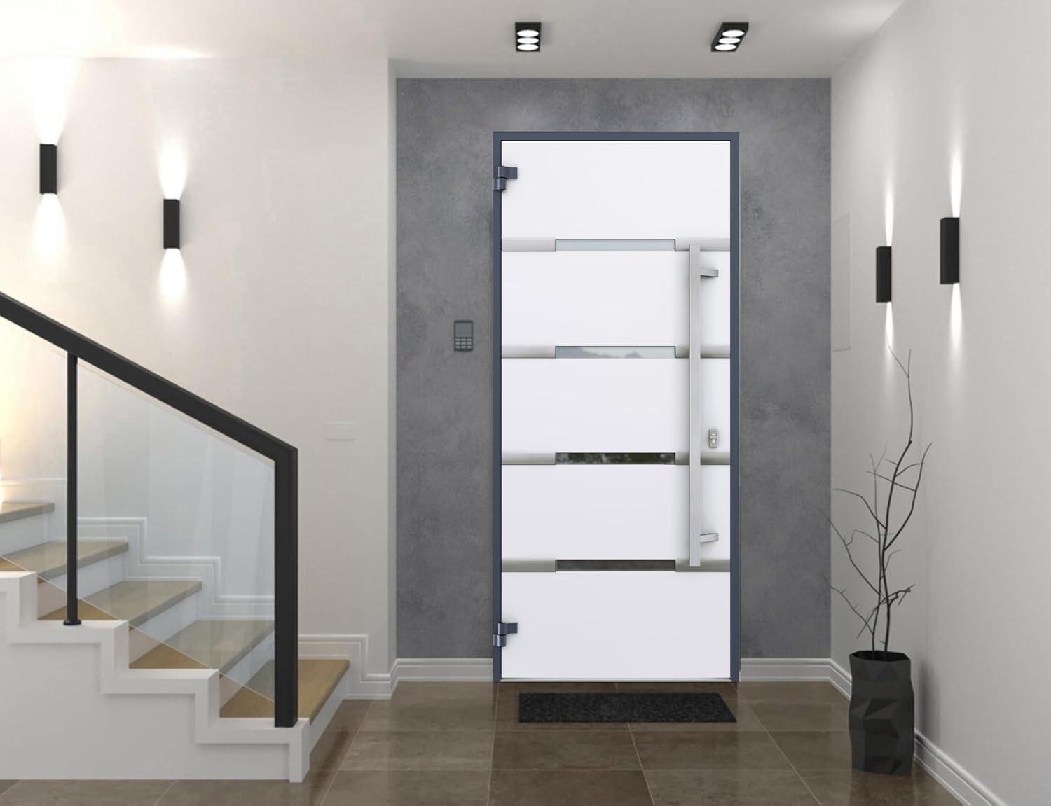 VDomDoors Deux Gray Exterior Metal Prehung Front Entry Doors