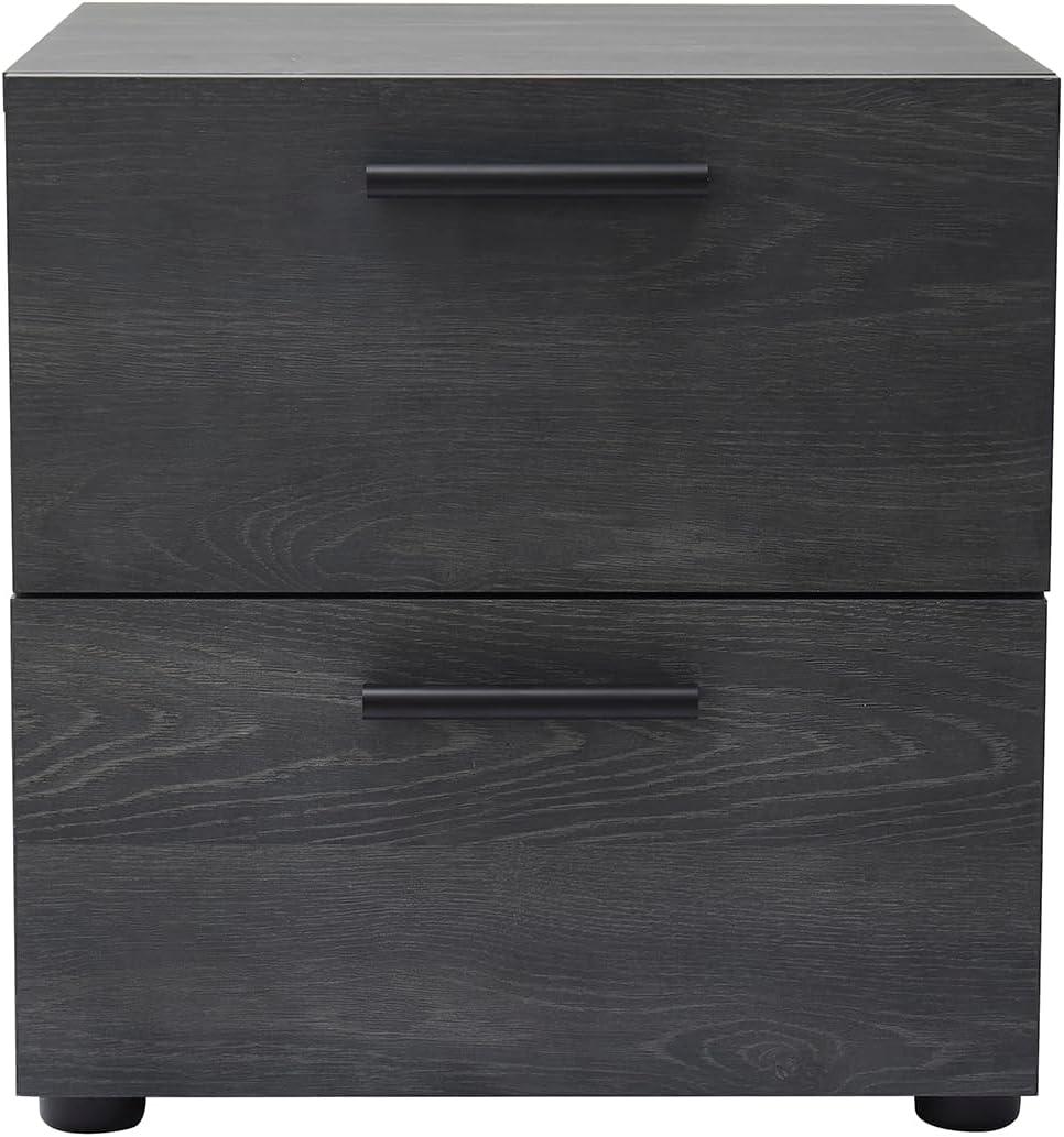 Bryt 2 Drawer Nightstand Bedside Table, Sleek  Wood End Table