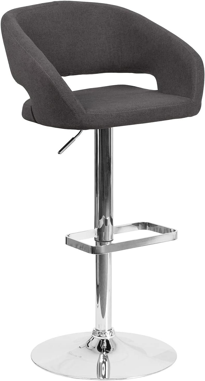 Flash Furniture Contemporary Vinyl Adjustable Height Barstool with Rounded Mid-Back