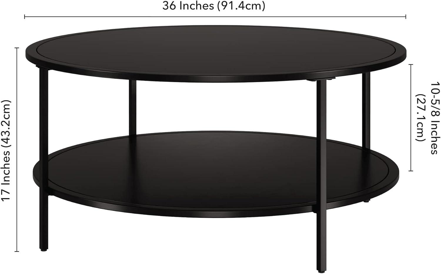 Evelyn&Zoe Sivil 36'' Wide Round Coffee Table with Metal Top, Blackened Bronze