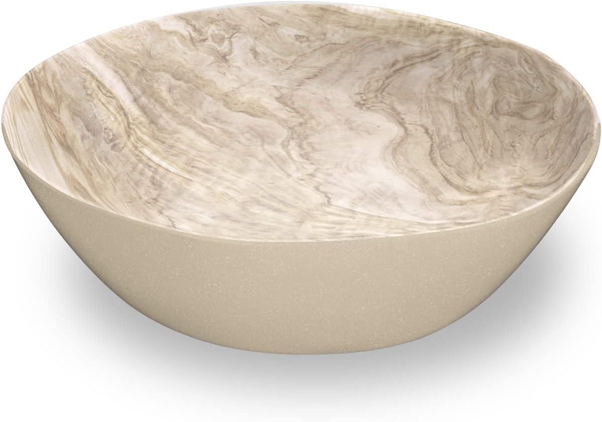 12" Beige and Brown Melamine Serving Bowl