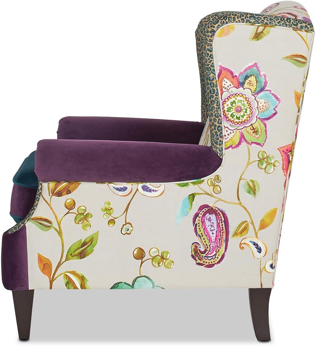 Anya Wingback Accent Arm Chair Multicolored Floral