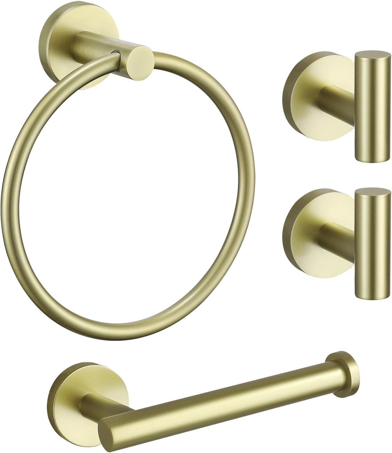 Brushed Gold Stainless Steel 4-Piece Bathroom Hardware Set