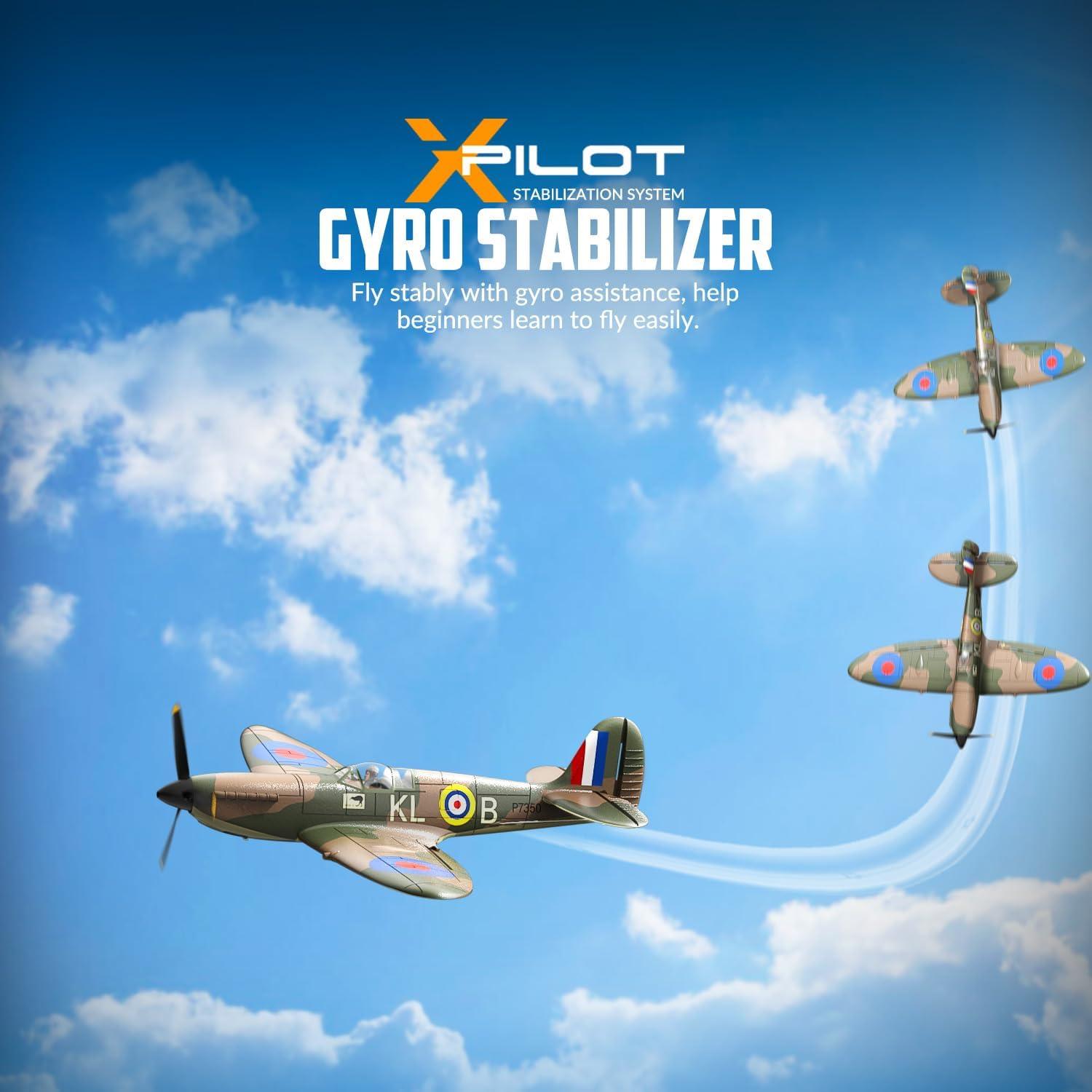 Open Box 4-CH Spitfire One Key Remote Control Airplane with Xpilot Stabilizer