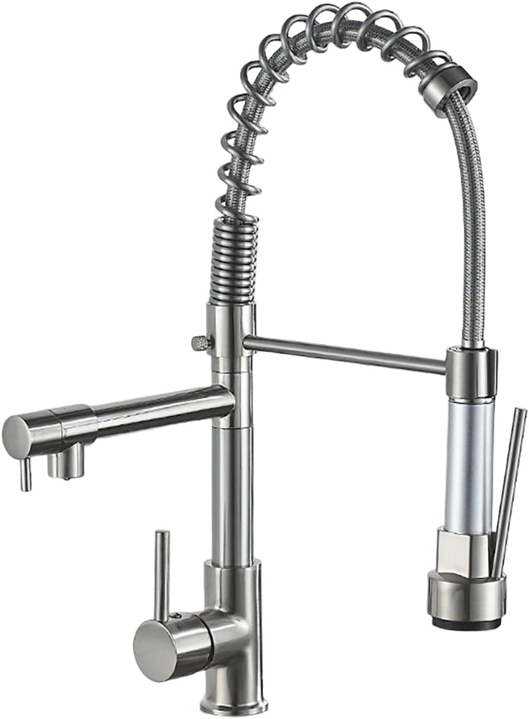 Brushed Nickel Stainless Steel Pull Down Kitchen Faucet