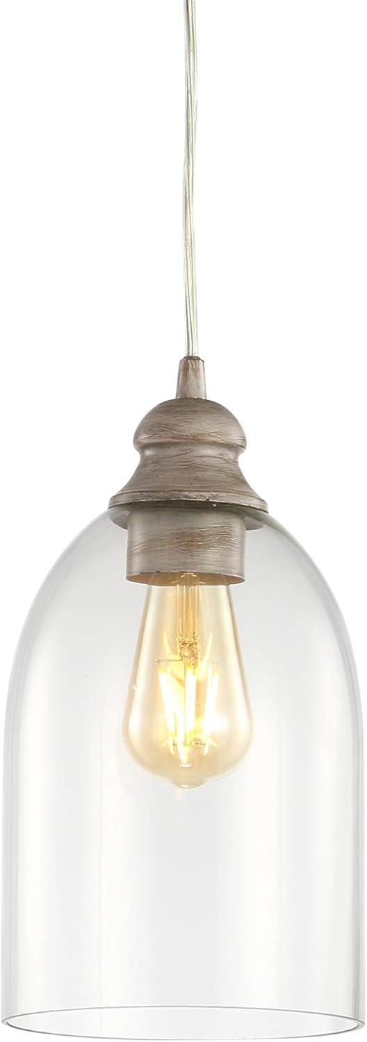 Fontaine 6.25" Adjustable Greige Glass LED Pendant Light