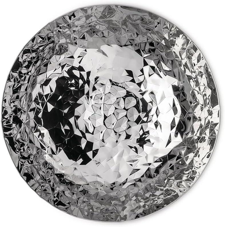 Silver Faceted Round Stainless Steel Fruit Basket