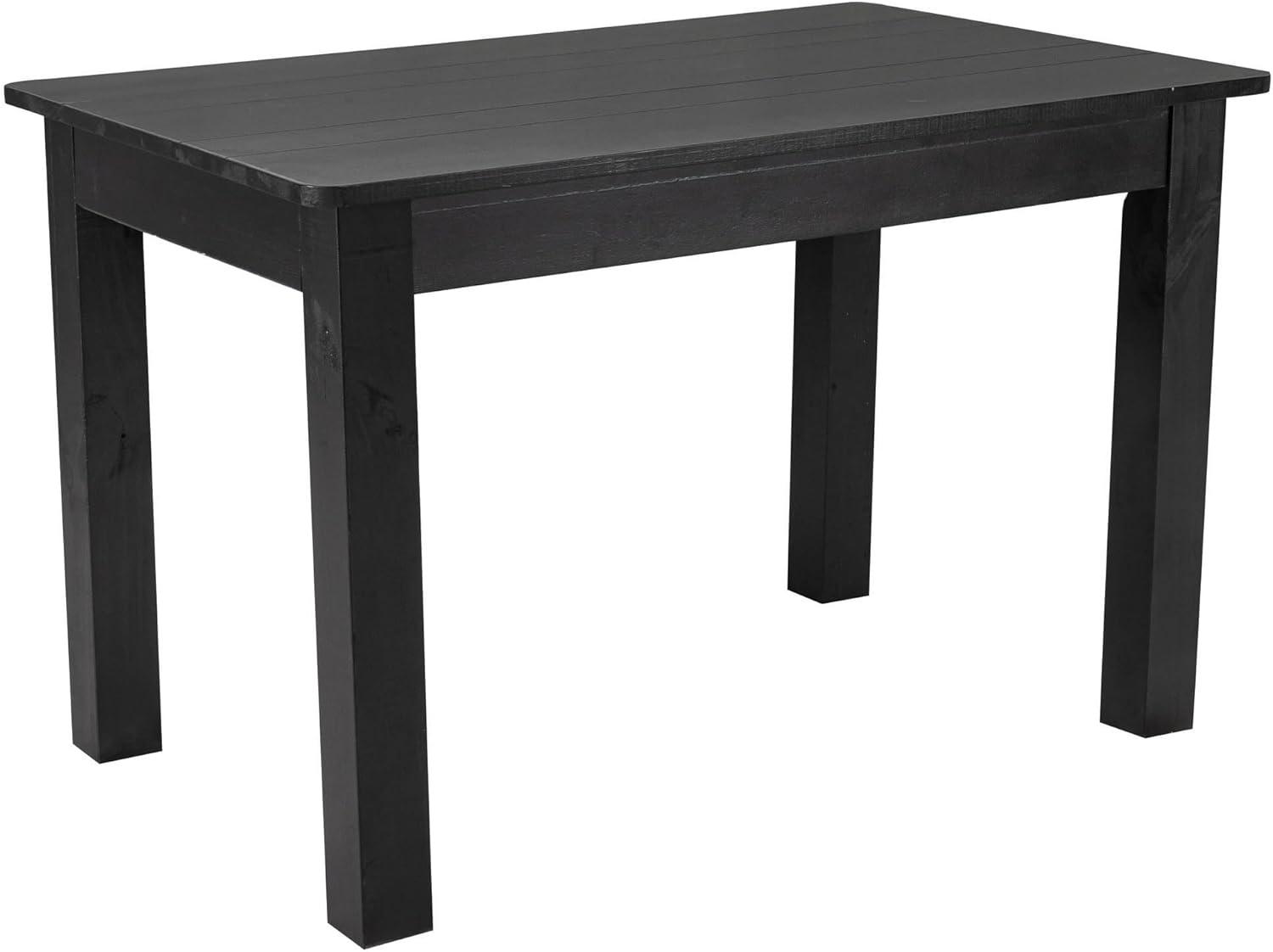 Black Rectangular Solid Pine Farmhouse Dining Table