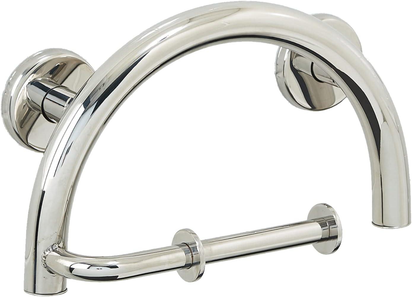 Grab Bar Toilet Paper Holder - Bathroom Safety Aid ADA/304 Stainless Steel/Polished Chrome/ 13" x 8"