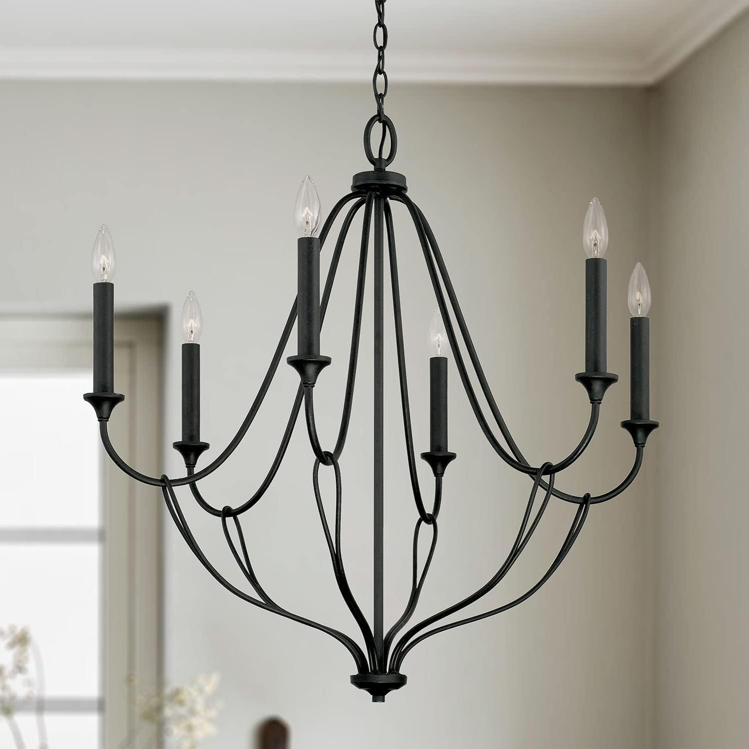 Bentley Airy Design Black Iron 6-Light Traditional Chandelier