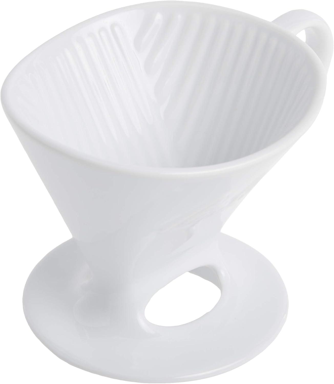 Melitta 1 Cup Porcelain Pour-Over Cone Coffeemaker, Glossy White