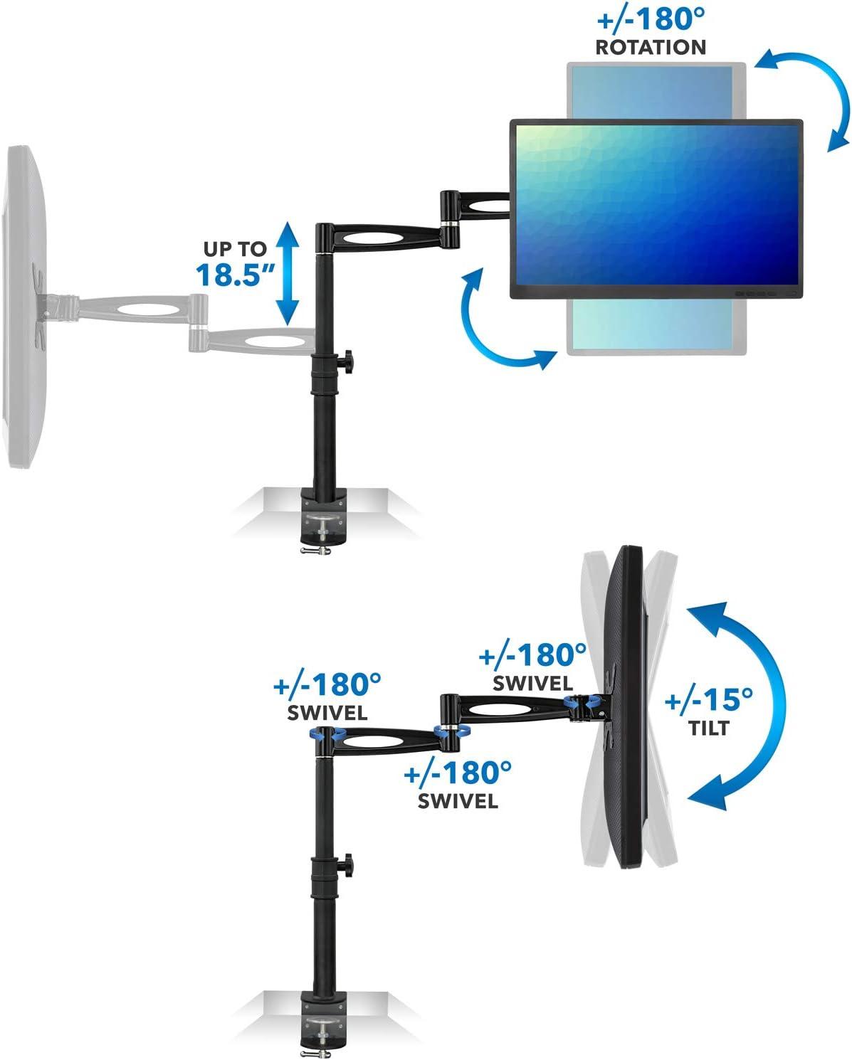 Mount-it Mount-It Full Motion Height Adjustable Single Monitor Arm Mount | Fits 13 - 30 in. Computer Screens