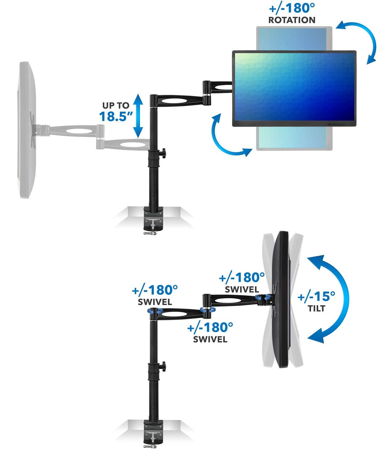 Mount-it Mount-It Full Motion Height Adjustable Single Monitor Arm Mount | Fits 13 - 30 in. Computer Screens